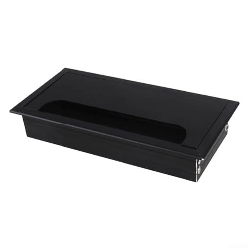 Schreibtisch-Kabeldurchführung aus Aluminiumlegierung für verbesserte Organisation und Effizienz (schwarz, 80 mm x 160 mm) von VRTYVEYBB
