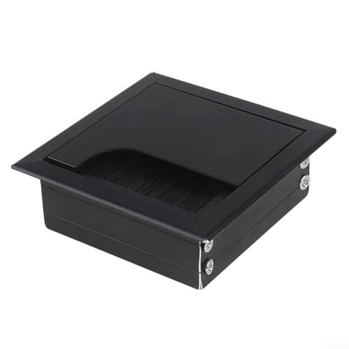 Schreibtischdurchführung aus Aluminiumlegierung zur Verwaltung von Kabeln und zur Verbesserung der Ästhetik (schwarz, 80 mm x 80 mm) von VRTYVEYBB