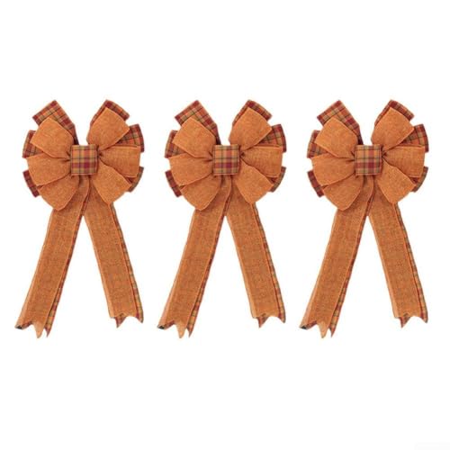 Set mit 3 Stoff-Kürbiskranzschleifen für saisonale Herbstdekoration, geeignet für Thanksgiving für Partys und den Heimgebrauch, dekoratives Herbstschleifen-Set (B) von VRTYVEYBB