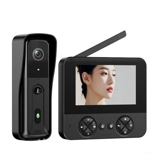 Smart Intercom Türklingel mit kabellosem 4 3-Zoll-Touchscreen und TF-Karten-Aufnahmeunterstützung (schwarz) von VRTYVEYBB