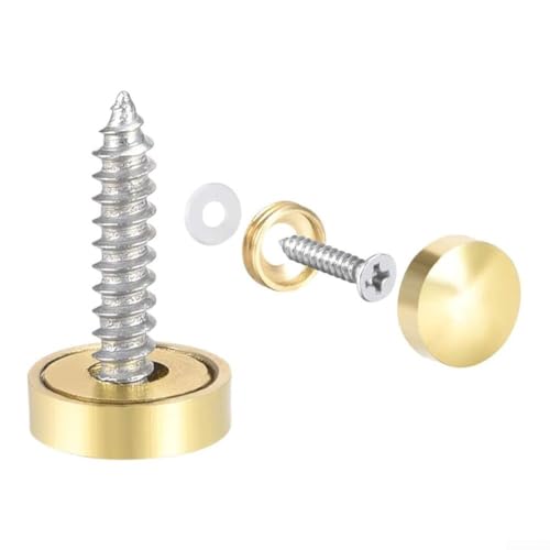Spiegel Schraubkappennägel 8 Stück aus poliertem Messing für dekorative Tischspiegel und Holz- oder Glasmöbelbefestigung (14mm) von VRTYVEYBB