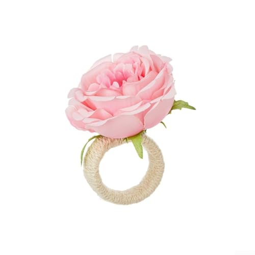 Stilvolle Serviettenringe mit Blumenmuster, 6 Stück, ideal für Hochzeiten, Bankette und elegante Versammlungen (Rosa) von VRTYVEYBB