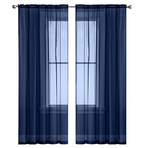 Stilvolle kurze Vorhänge für Wohnzimmer und Schlafzimmer, weicher und bequemer Stoff mit Anti-Falten-Funktionen (Marineblau) von VRTYVEYBB