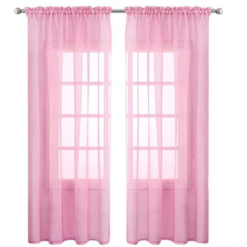 Stilvolle kurze Vorhänge für Wohnzimmer und Schlafzimmer, weicher und bequemer Stoff mit Anti-Falten-Funktionen (Rosa) von VRTYVEYBB