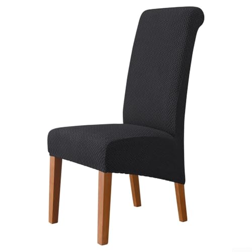 Stilvolle und funktionale dehnbare Stuhlhussen aus weichem T-förmigem Jacquard-Stoff (schwarz) von VRTYVEYBB