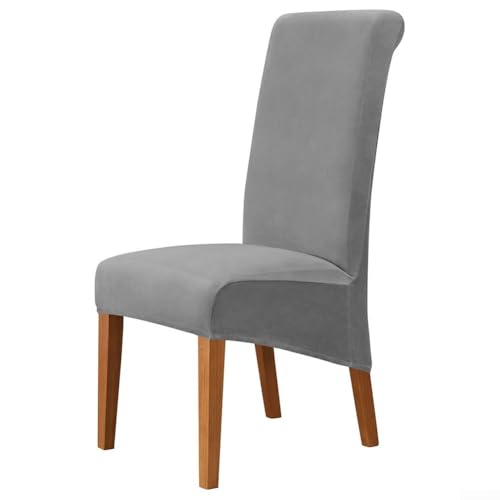 Stuhlbezug aus Samt mit Rückenlehne, für Hochzeiten und Esszimmer, einfache Installation, mittelgrau von VRTYVEYBB