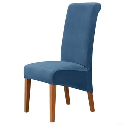 Stuhlhusse, Samt, mit Rückenlehne, für Hochzeiten und Esszimmer, einfache Installation, Saphirblau Stuhlhusse, Samt, mit Rückenlehne, für Hochzeiten und Esszimmer, einfache Installation, Saphirblau von VRTYVEYBB