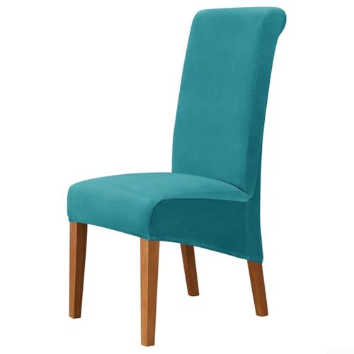Stuhlhusse, Samt, mit Rückenlehne, für Hochzeiten und Esszimmer, einfache Installation, Türkis Stuhlhusse, Samt, mit Rückenlehne, für Hochzeiten und Esszimmer, einfache Installation, Türkis von VRTYVEYBB