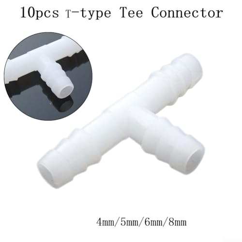 T-Verbindungsstücke für 4 8 mm Aquariumschläuche, druckbeständiges Design (6 mm), PE-Material, 10 Stück von VRTYVEYBB