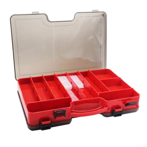 Tackle Aufbewahrungsbox mit doppelseitigem Zugang und starkem Verschluss, perfekt für Angler (rot) von VRTYVEYBB