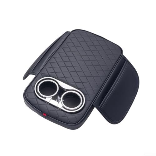Tidy Up Your Driving Space PU Leder Auto Armlehne Kissen mit zwei Getränkehaltern & Zubehörtasche (Schwarz) von VRTYVEYBB