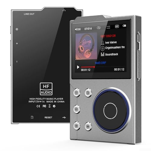 Tragbarer Musik-Player DSD256 verlustfrei mit 2 10,2 cm TFT-Display unterstützt TF-Karten-Erweiterung bis zu 256 GB 5 3 Radio- und Sprachrekorder-Funktionen (16 GB + 32 GB) von VRTYVEYBB