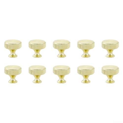 VRTYVEYBB Schubladengriffe für Schränke und Kleiderschränke, mattschwarz, rund, Aluminiumprofile, goldfarben, 10 Stück von VRTYVEYBB