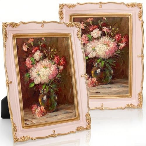 Vintage-Bilderrahmen, 2er-Set, mit goldfarbenem Rand für traditionellen Einrichtungsstil, unterstützt Wandhalterung oder Tischdisplay für 12,7 x 17,8 cm Fotos (1) von VRTYVEYBB