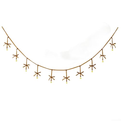 Weihnachtsbaumschmuck mit handgefertigter Samtschleife und Glocken-Spitzengirlande für saisonales Zuhause und Urlaubsatmosphäre (hellbraun) von VRTYVEYBB