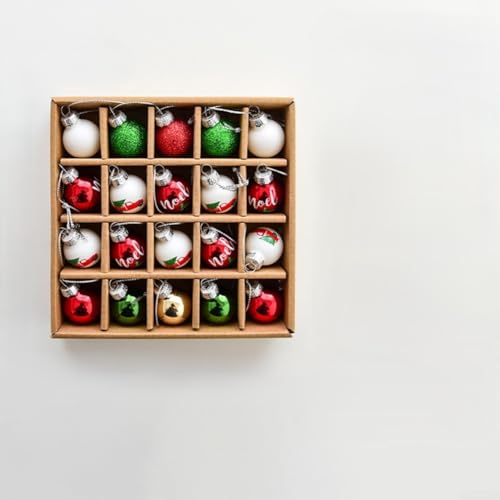 Weihnachtskugel-Ornament-Set, 16 Mini-Stücke in Roségold-Optik mit Kiefernbaum und Merry & Bright Schriftzug, kompakte Größe, sichere Aufhängeschlaufen, präsentiert in Kartonverpackung (Color Noel Car von VRTYVEYBB