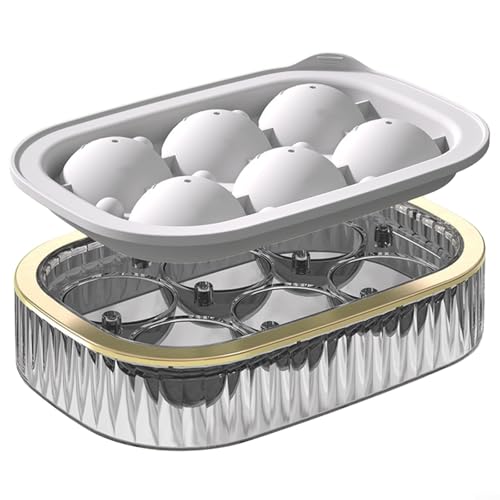 Whiskey Enthusiast Ice Ball Maker 6 große Silikonformen für perfekt geformtes Eis für Ihre Lieblingsgetränke (weiß) von VRTYVEYBB