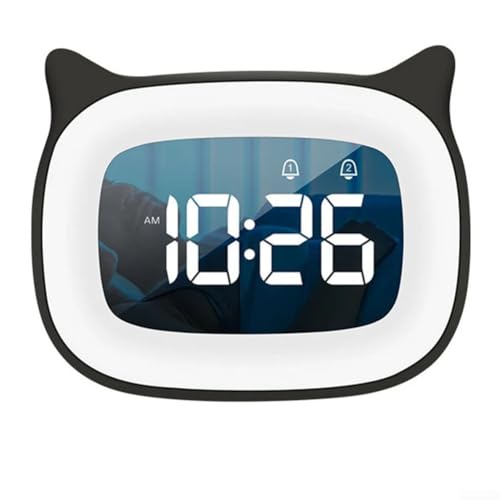 Wiederaufladbarer digitaler Wecker mit Nachtlicht und einstellbarer Sound-Touch-Steuerung, USB-Aufladung (schwarz) von VRTYVEYBB