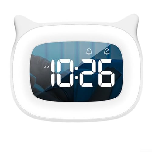 Wiederaufladbarer digitaler Wecker mit Nachtlicht und einstellbarer Sound-Touch-Steuerung, USB-Aufladung (weiß) von VRTYVEYBB