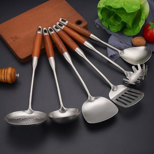 Wok-Spatel aus 304 Edelstahl mit Holzgriff, ideal für Hobbyköche und Köche (E) von VRTYVEYBB