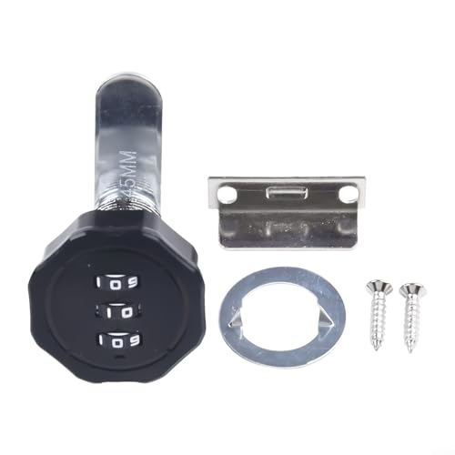 Zahlenschloss mit 3 Rädern, Zahlenschloss, Zinklegierung, Konstruktion für Schränke, Schubladen, mit zurücksetzbarem Code, perfekt für Wohnwagen, Wohnmobile, Boote und Schränke (schwarz) von VRTYVEYBB