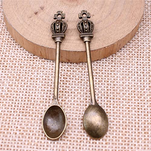 VRUESH 30pcs 57x9mm Charms Kitchen Spoon Crown Antique Silver Color Pendants Making DIY Handmade -Antique Bronze Plated von VRUESH