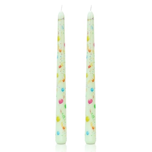 Stabkerzen, 25cm Geburtstagsparty Bedruckt Spitzkerzen Tafelkerzen, lange Brenndauer von 7 Stunden für Kerzenhalter Geburtstag Zuhause Party Dekoration (Hellgrün) von VReder