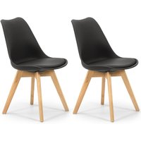 2er Pack Stühle Klara Schwarz, Holzbein und gepolsterter Sitz, Nordic Style 2er Pack Stühle Klara Schwarz, Holzbein und gepolsterter Sitz, Nordic Style von VS VENTA-STOCK