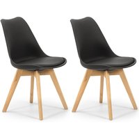 Vs Venta-stock - 2er Pack Stühle Klara Schwarz, Holzbein und gepolsterter Sitz, Nordic Style von VS VENTA-STOCK