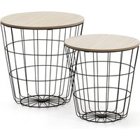 Vs Venta-stock - 2er-Set Couchtische frida mit Naturholzplatte und schwarzem Metallgestell von VS VENTA-STOCK