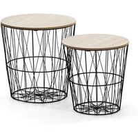 2er-Set Couchtische jimena mit Platte aus natürlichem Holzfurnier und schwarzem Metallgestell von VS VENTA-STOCK