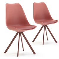 2er-Set Cross Dining Stühle Nordic Style Rot, sgs zertifiziert, 54 x 49 x 84 cm von VS VENTA-STOCK