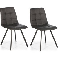 2er-Set Mila Esszimmerstühle, gepolstert mit dunkelgrauem Stoff, SGS-zertifiziert, 58 x 45 x 86 cm von VS VENTA-STOCK
