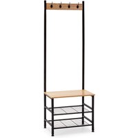 Vs Venta-stock - Lisa Garderobenständer mit Bank 2 Ablagen, Farbe Eiche/schwarz, 175 cm hoch von VS VENTA-STOCK