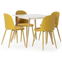 Packung mit Esstisch 80x80 cm und 4 Stühlen Kana Senffarbe von VS VENTA-STOCK
