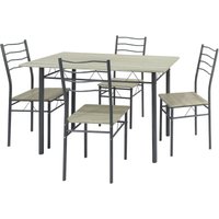 Vs Venta-stock - Set Esstisch und 4 Stühle Lima Eiche/Grau. Tisch 110 cm x 70 cm x 76 cm. Metallstruktur - Eiche von VS VENTA-STOCK