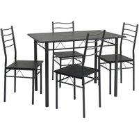 Set Esstisch und 4 Stühle Lima Schwarz/Grau. Tisch 110 cm x 70 cm x 76 cm. Metallstruktur - schwarz von VS VENTA-STOCK
