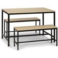 Set SEATTLE Tisch und 2 Bänke für Esszimmer oder Küche. Tisch 110 cm x 70 cm x 75 cm. Metallstruktur - SCHWARZ von VS VENTA-STOCK