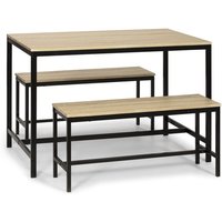 Set SEATTLE Tisch und 2 Bänke für Esszimmer oder Küche. Tisch 110 cm x 70 cm x 75 cm. Metallstruktur von VS VENTA-STOCK