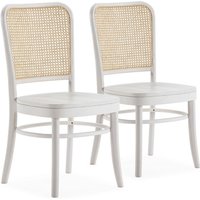 Vs Venta-stock - Stuhl-set 2 Vesta weiße Farbe, Massivholz und natürlichem Rattan - Weiß von VS VENTA-STOCK