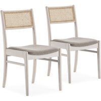 Vs Venta-stock - Stuhl-set 2 Vilma in der Farbe White Wash, Massivholz und natürlichem Rattan - Weiß von VS VENTA-STOCK