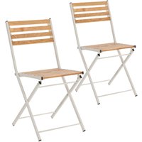 Stuhl-set 2 klappbaren Gartenstühlen Ambar aus Holz und weißem Metall von VS VENTA-STOCK