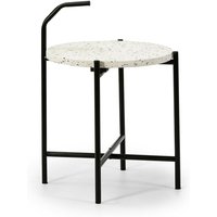 Vs Venta-stock - Beistelltisch Runder Couchtisch tampa mit weißer Terrazzo-Platte und mattschwarzen Metallbeinen / Durchmesser: 41 Cm von VS VENTA-STOCK