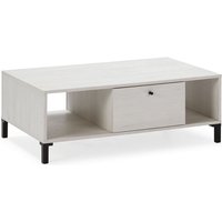 Vs Venta-stock - Couchtisch sidney 1 Schublade und 2 Mulden. Farbe Weiß und Holz. 100 cm (Breite) 60 cm (Tiefe) 37,5 cm (Höhe) von VS VENTA-STOCK
