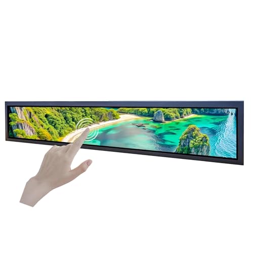VSDISPLAY Tragbarer 61 cm (24 Zoll) 1920 x 360 gestreckter Balken LCD-Touch-Monitor und Android 11 Board, 10-Punkt-Multi-Touch, unterstützt Autoplay, Autoskopie-Video von VSDISPLAY