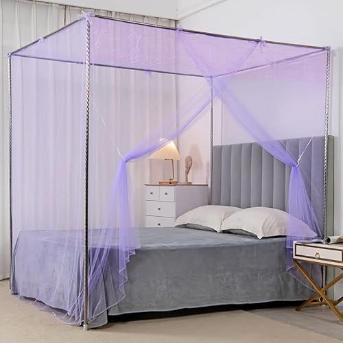 VSERETLOON Haushalt 1,8 x 2 m Doppelbett 1,5 m Bett Moskitonetz Schlafzimmer 2,2 m Halterungsstange Set alter Stil Zeltgarn (Farbe: AR lila ohne Ständer, Größe: 1,8 x 2,0 m) von VSERETLOON