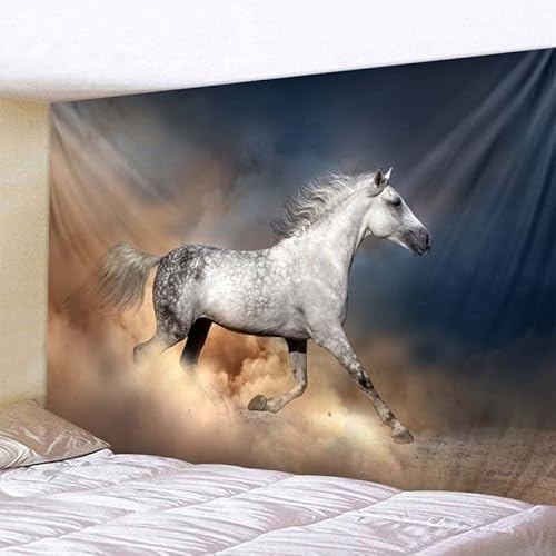 VSERETLOON Pferde-Wandteppich 3D gedruckt Tier Tapisserie Wandbehang Heimdekoration Hippie Zimmer Wanddekoration (Farbe: Farbe, Größe: 90 x 75 cm) von VSERETLOON
