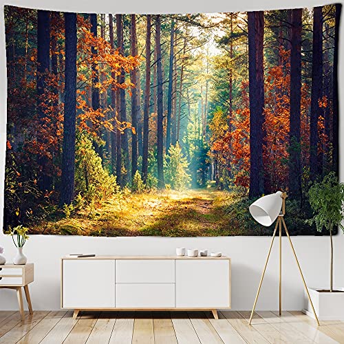 VSERETLOON Wald Stream Tapisserie Wandbehang Sandstrand Picknickteppich Campingzelt Schlafmatte Home Decor Tagesdecke Bettlaken Wandtuch (Farbe: Cmyk621, Größe: 400 x 220 cm) von VSERETLOON