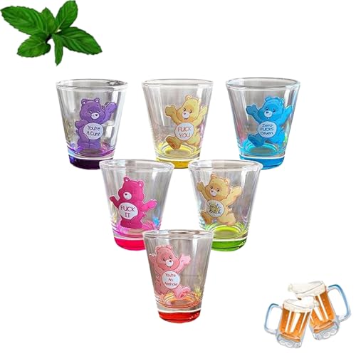 Swear Bears Shot Glasses, 6-Farben, Isoliert,Aus Glasmaterial, Verwendet FüR Cocktails, Whisky, Milch, GeträNke von VSFJZJKJ