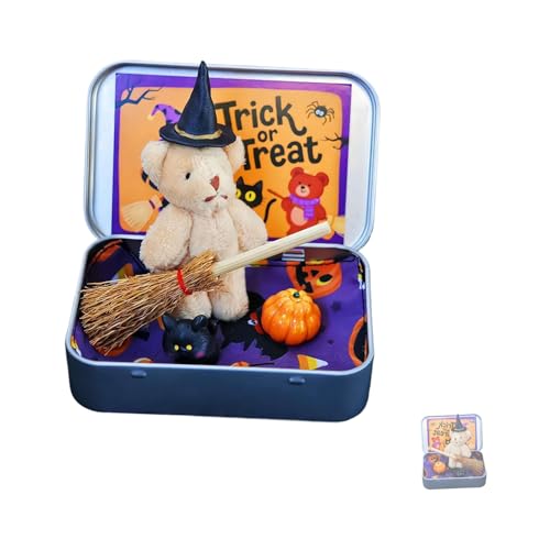 VSFJZJKJ Bär Schachtel, Halloween-Mini-Bären In Der Kiste, Niedliche Lustige, Raffinierte Hexenmütze, Einzigartige Decken, Besen, Kürbis Und Katze, Feiertagsparty Dekoration Geschenke VSFJZJKJ Bär Schachtel, Halloween-Mini-Bären In Der Kiste, Niedliche Lustige, Raffinierte Hexenmütze, Einzigartige Decken, Besen, Kürbis Und Katze, Feiertagsparty Dekoration Geschenke von VSFJZJKJ